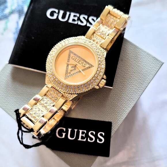 Guess Women's Gold Swarovski Crystals Dress Watch - Picture 6 of 6
